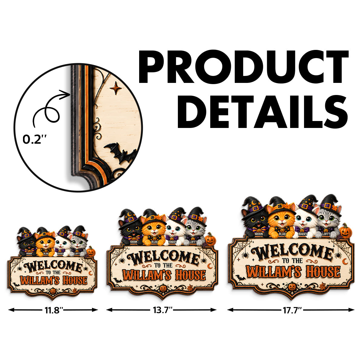 Welcome To Cat House Halloween - Personalized Door Sign - Halloween Decor Gift, Gift For Cat Lovers