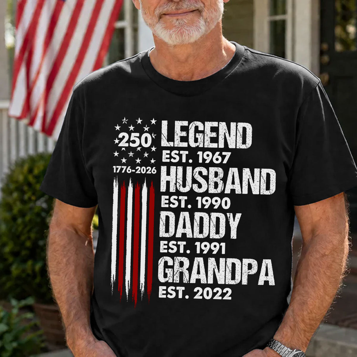 Proud Grandpa Legend Nation Flag American 250th Anniversary - Personalized Shirt - Father's Day Gift For Dad, Grandpa