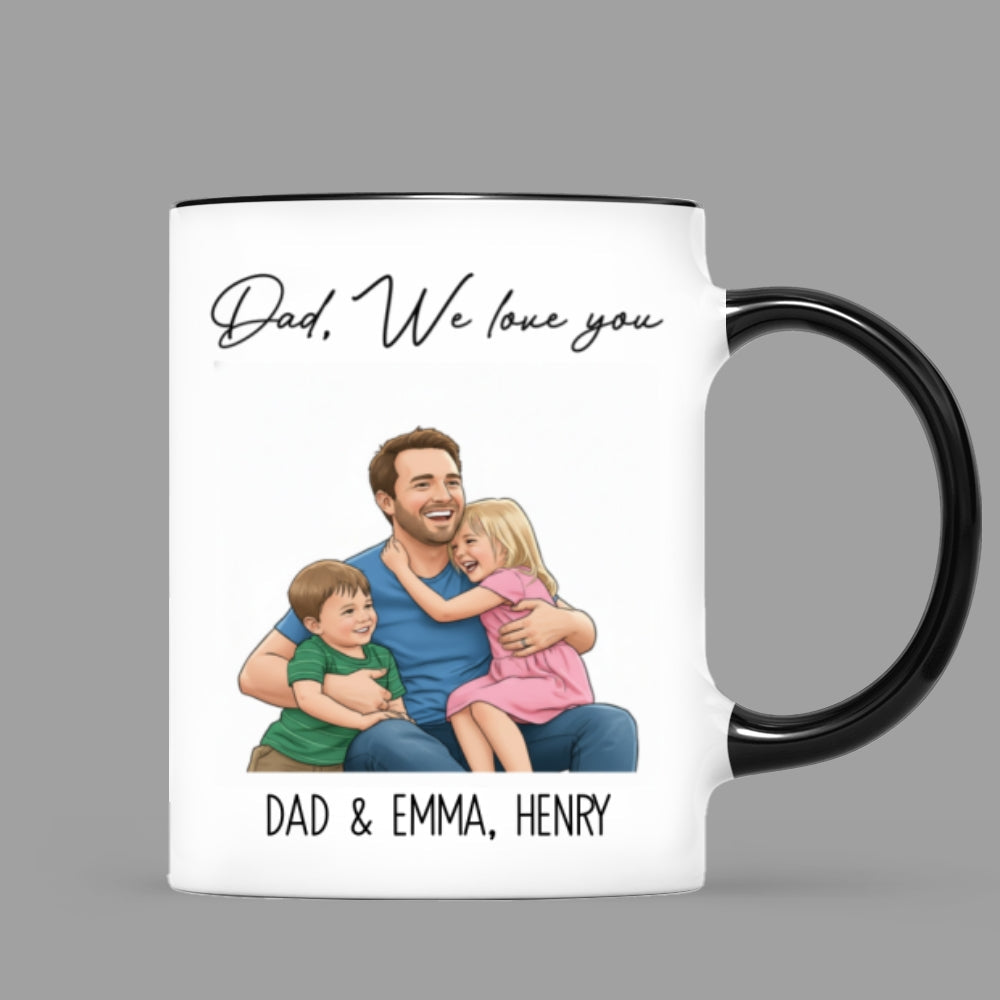 Portrait Color Drawing Style Best Dad Ever - Personalized Mug - Father's Day Gift For Dad, Husband