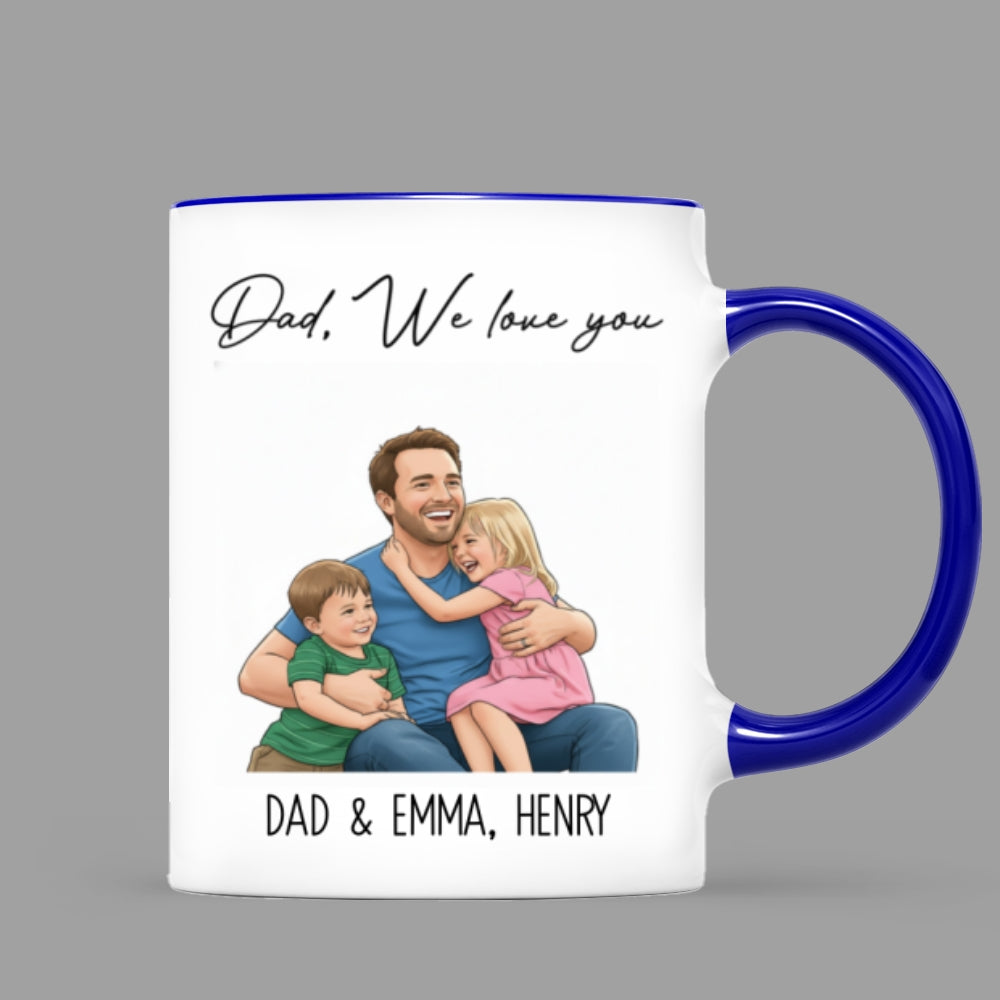 Portrait Color Drawing Style Best Dad Ever - Personalized Mug - Father's Day Gift For Dad, Husband