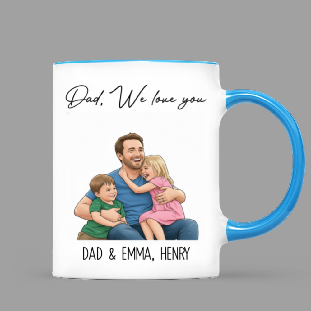 Portrait Color Drawing Style Best Dad Ever - Personalized Mug - Father's Day Gift For Dad, Husband
