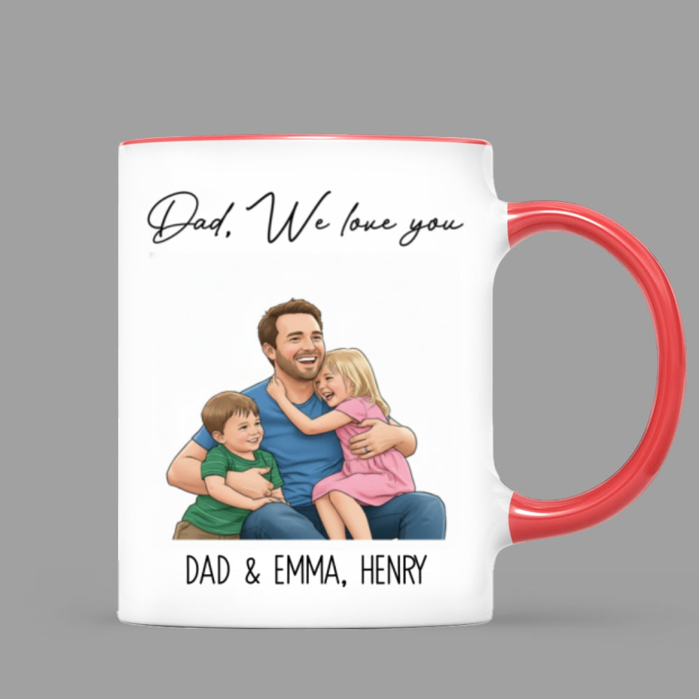 Portrait Color Drawing Style Best Dad Ever - Personalized Mug - Father's Day Gift For Dad, Husband