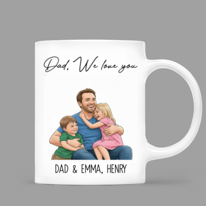 Portrait Color Drawing Style Best Dad Ever - Personalized Mug - Father's Day Gift For Dad, Husband