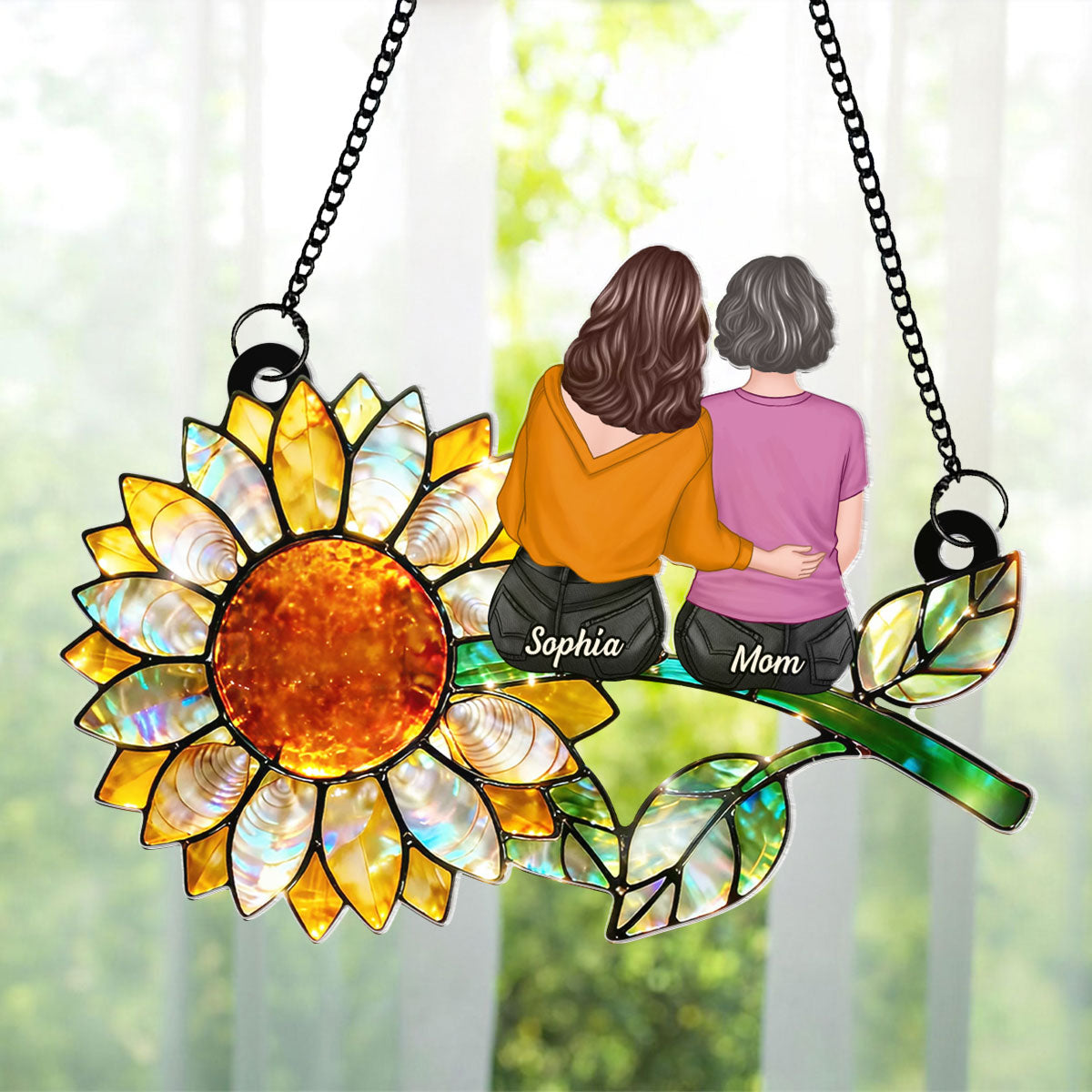 Mother Daughter Sunflower - Personalized Suncatcher - Mother's Day Gift for Mom