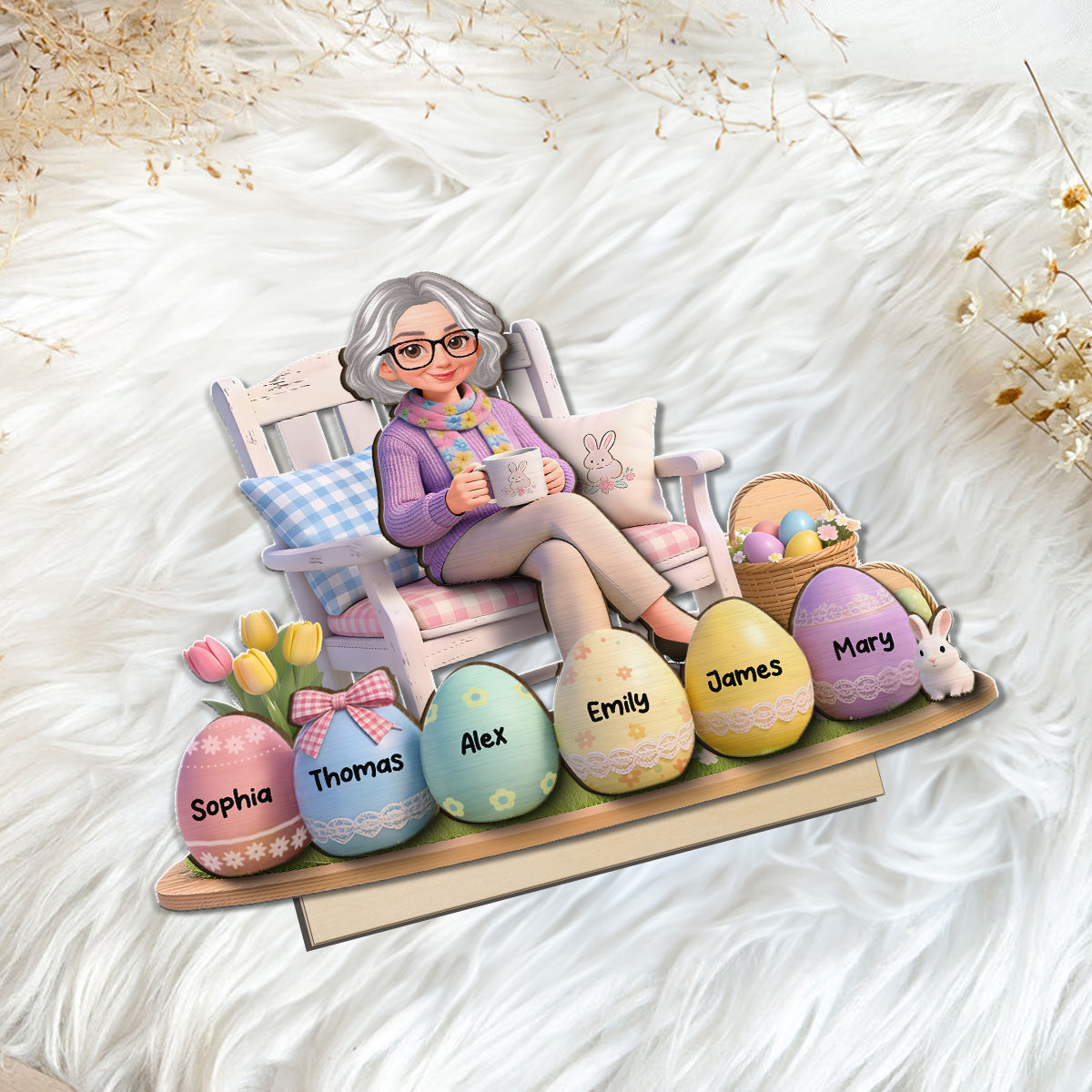 Grandma Little Easter Eggs - Personalized 2-Layered Wooden Plaque - Gift For Grandma