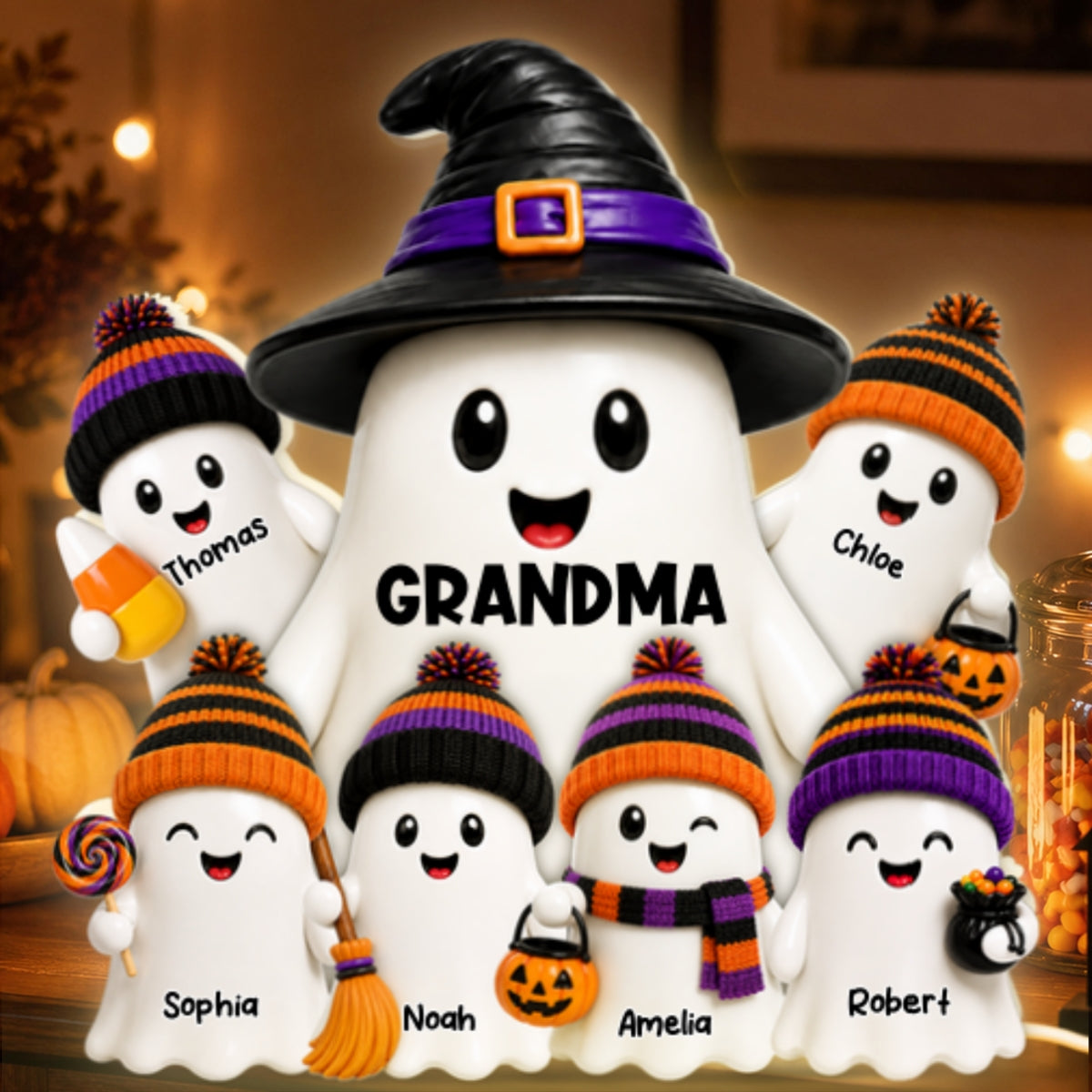 Mysterical Grandma's Boo Crew - Personalized Light Box - Halloween Decoration For Grandma