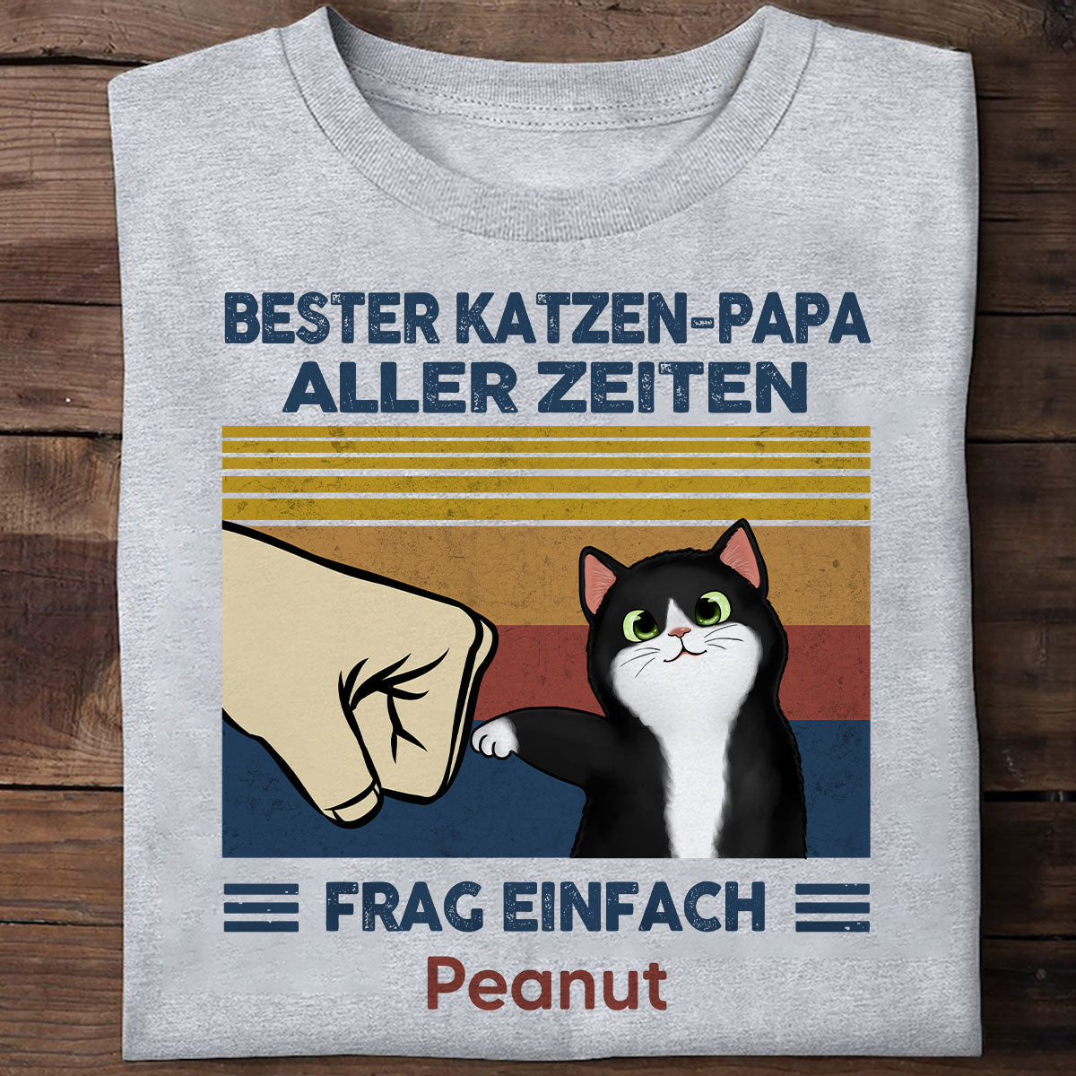 Perfektes Geschenk für Katzenväter – Personalisiertes T-Shirt mit Katzen-Faustgruß