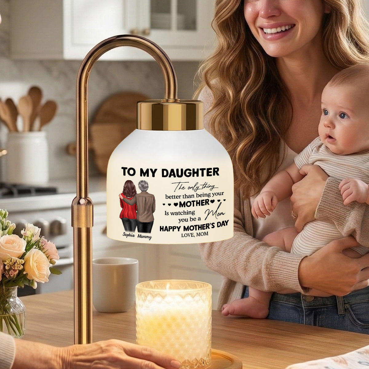 To My Daughter From Mom Happy Mother's Day - Personalized Candle Warmer Lamp - Mother's Day Gift For Daughter