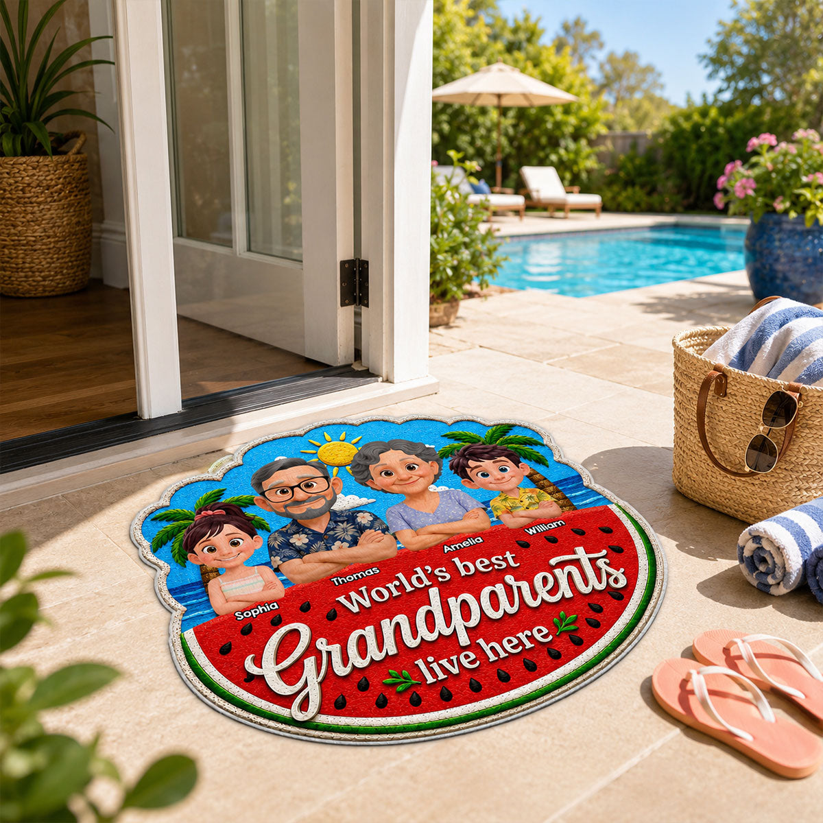 World's Best Grandparents - Personalized Doormat - Gift For Grandparents, Summer Decor