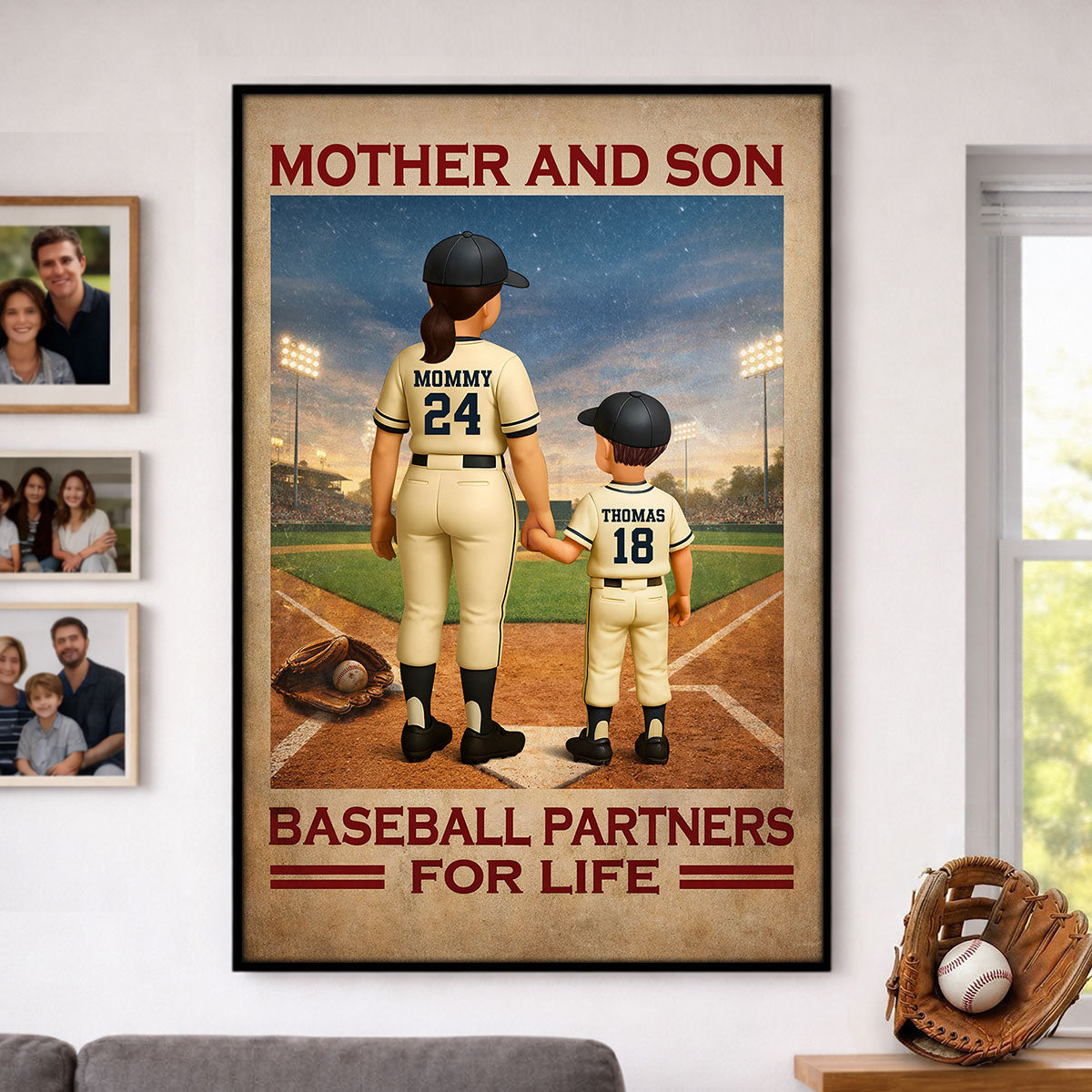 Mother And Son Baseball Partners For Life - Personalized Poster - Mother's Day Gift, Gift For Mom