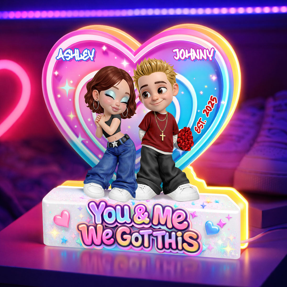 Eternal Love Y2K Couple Aura Heart Aesthetic - Personalized Light Box - Heartfelt Valentine's Day Gift For Him, Gift For Her