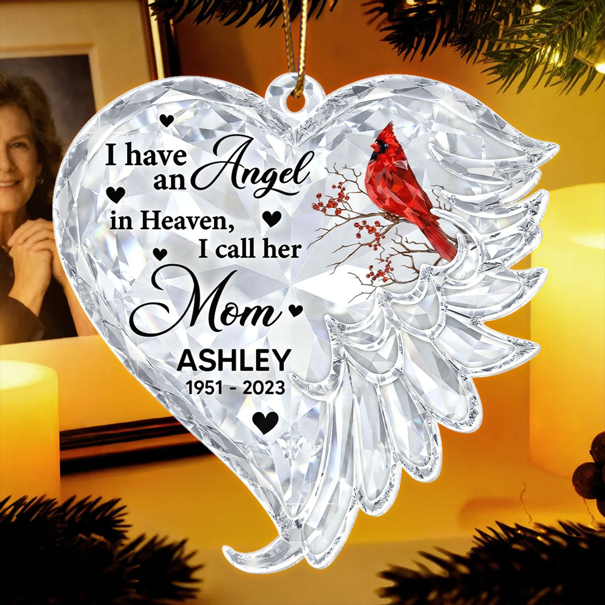 3D Crystal Effect Christmas in Heaven - Personalized Acrylic Ornament - Remembrance Gift, Sympathy Gift For Whole Family, Extended Family