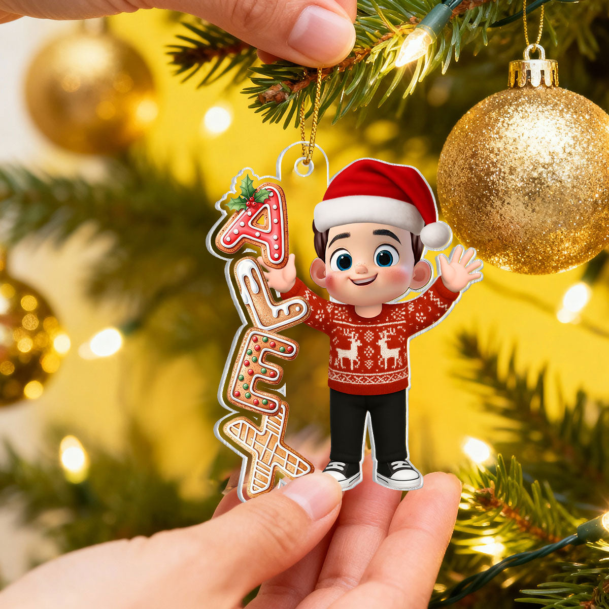 Custom Family Name Gingerbread Alphabet Ornament - Personalized Acrylic Ornament - Cute Christmas Gift For Family