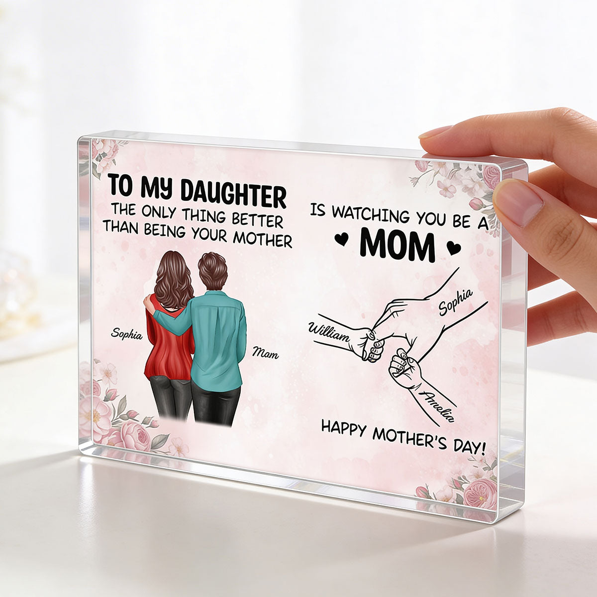 From Mom To Daughter Watching You Be A Mom - Personalized Acrylic Block Plaque - Mother's Day Gift For Daughter