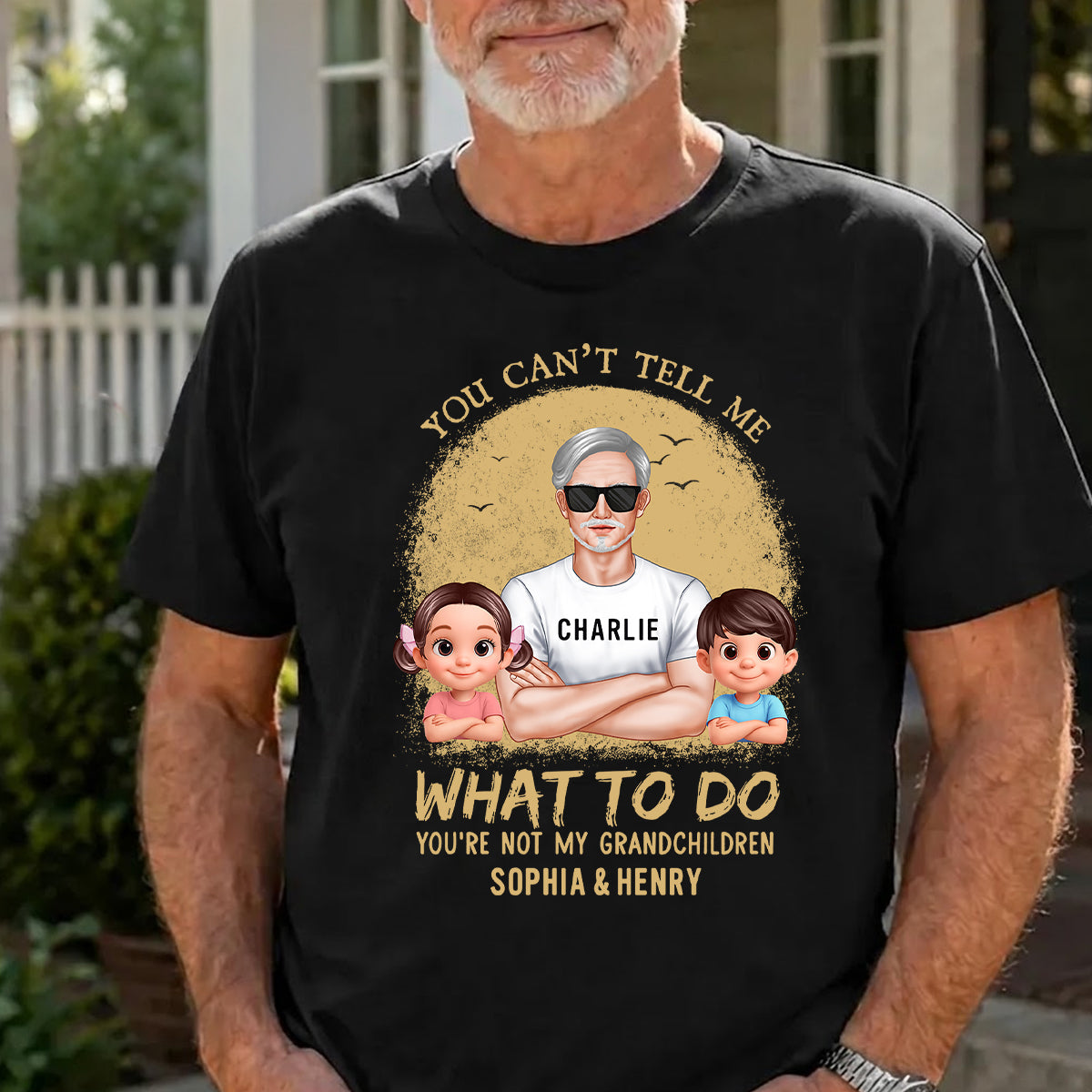 You Can't Tell Me What To Do Grandpa Retro - Personalized Shirt - Father's Day Gift for Cat Dads, Husband