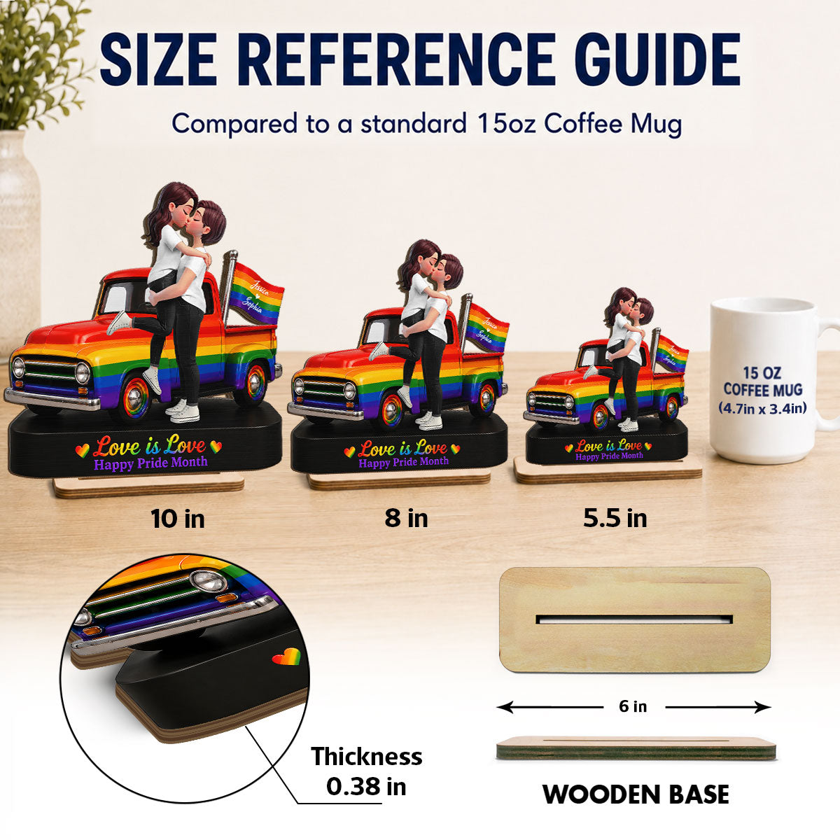 LGBT+ Couple Forever Love Wins - Personalized 2-Layered Wooden Plaque - Gift For Couple, Happy Pride Month