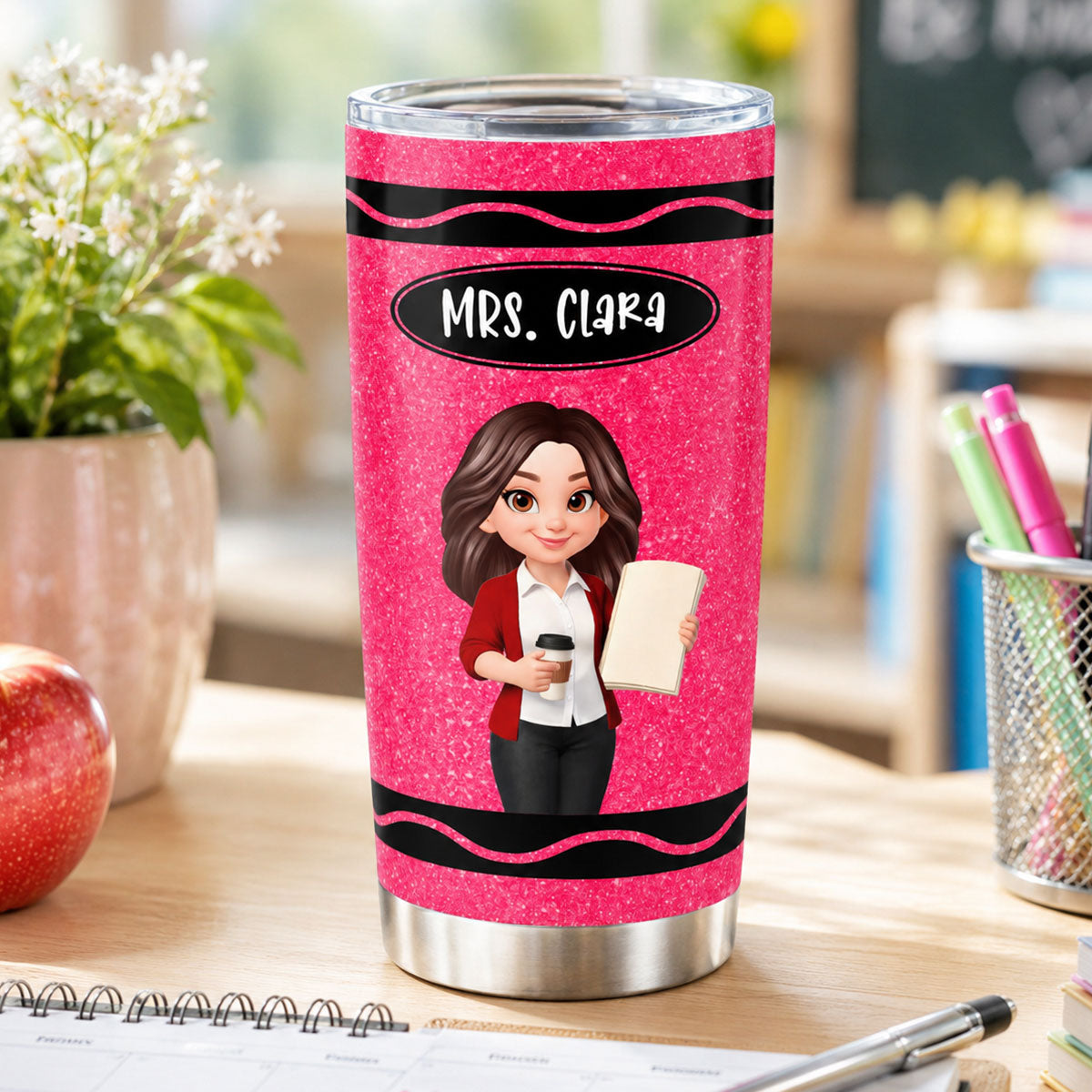 Teacher Crayon - Personalized Tumbler - Back To School Gift For Teachers