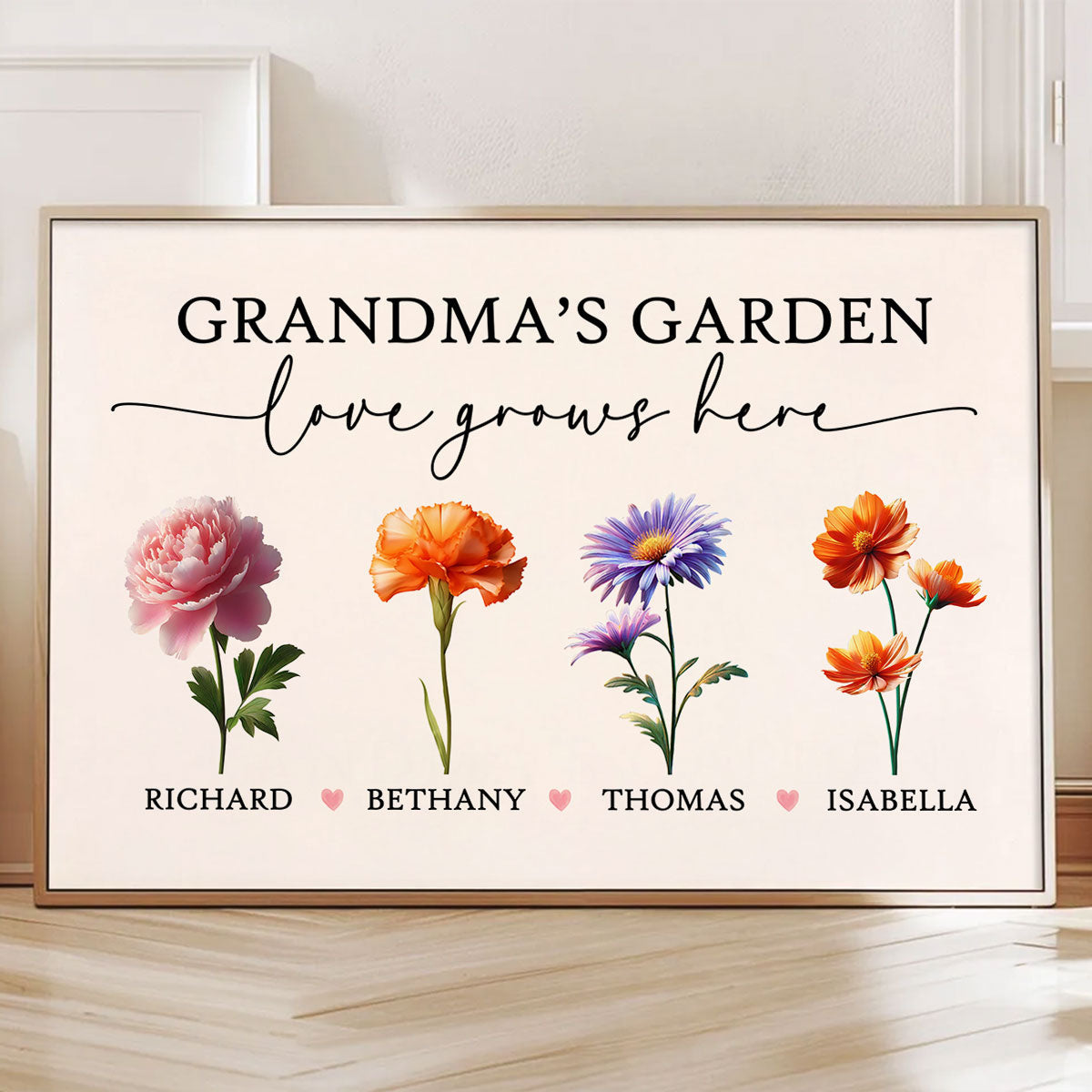 Grandma's Garden Love Grows Here - Personalised Poster - Gift for Grandma