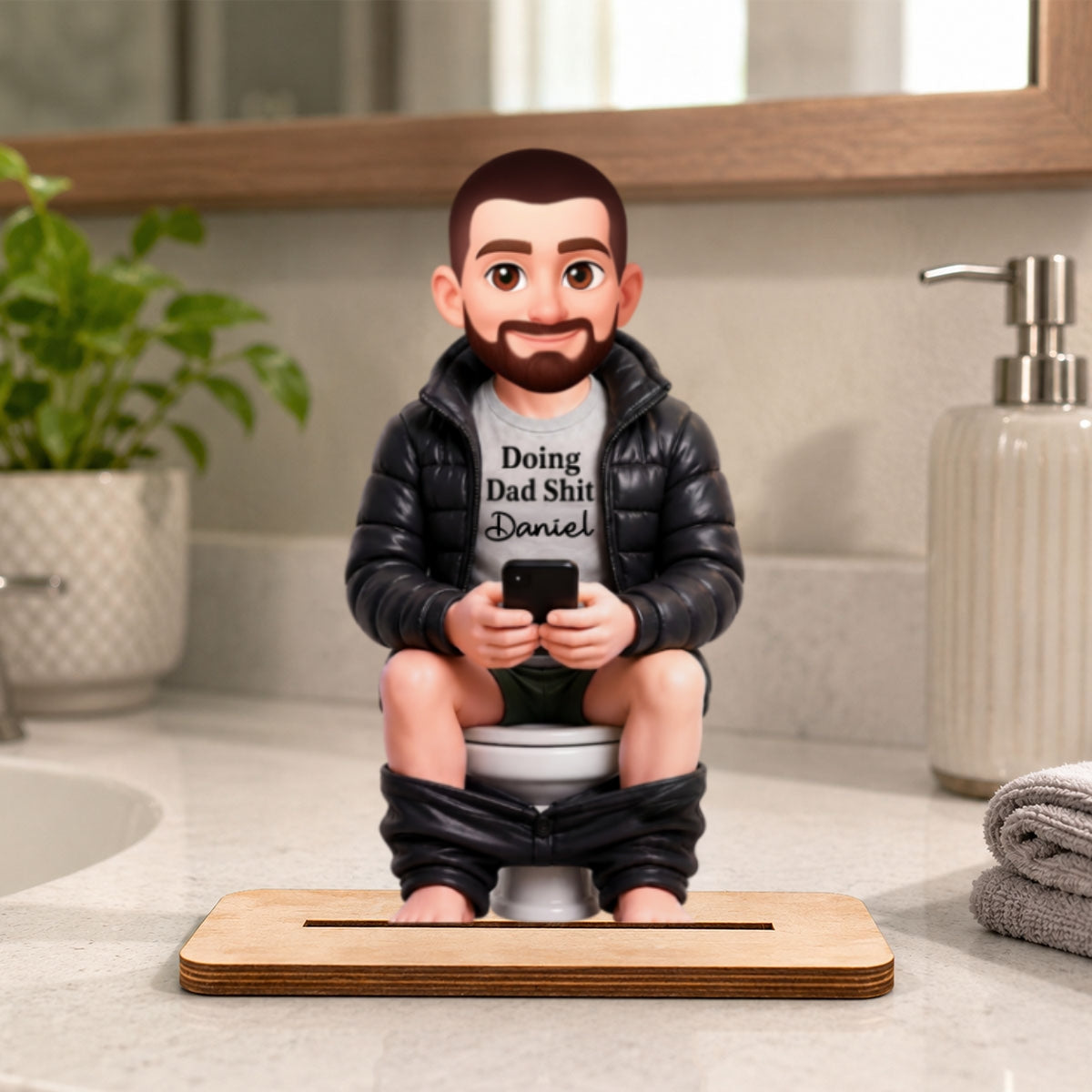 Doing Dad Sh*t Funny - Personalized 2-Layered Wooden Plaque - Funny  Gift for Dad, Husband