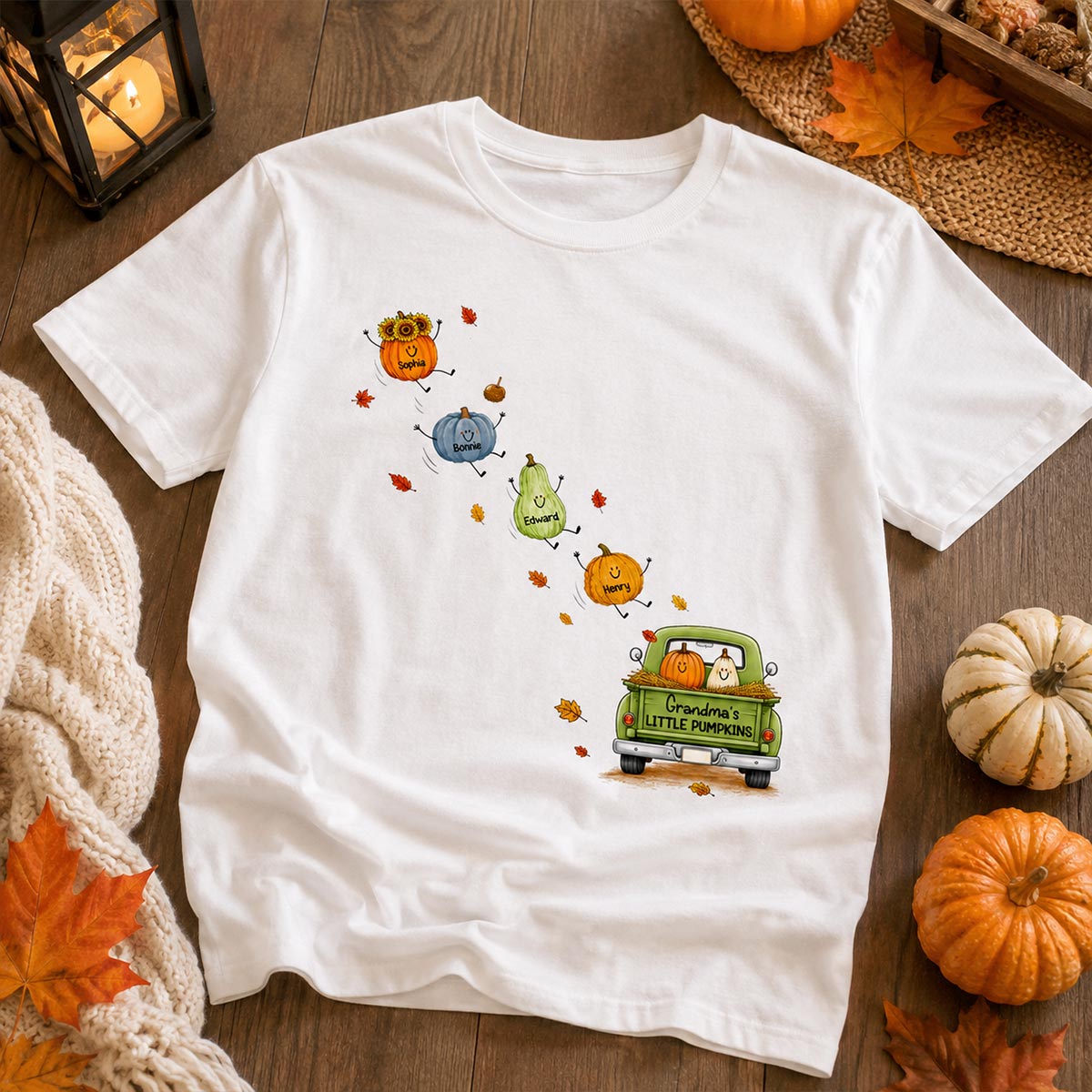 Grandma's Little Cute Pumpkins - Personalized Shirt - Fall Season Cozy Shirt