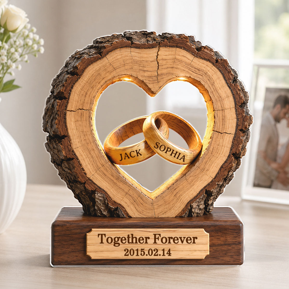 Together Forever Couple Anniversary 2D Flat Plaque - Personalized Acrylic Block Plaque - Heartfelt Gift for Her, for Him