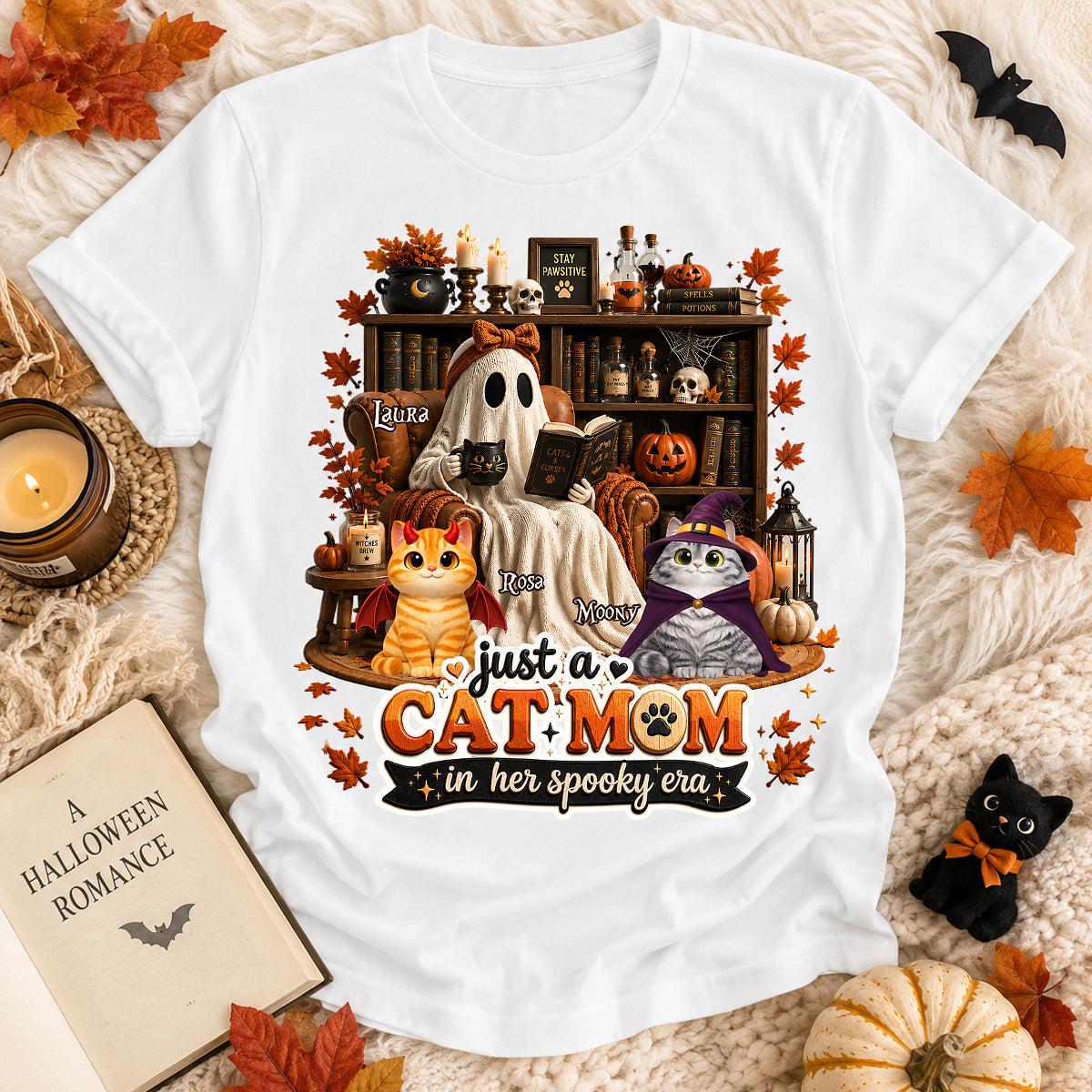 Just A Cat Mom In Her Spooky Era - Personalized Shirt - Halloween Gift, Gift For Cat Lovers