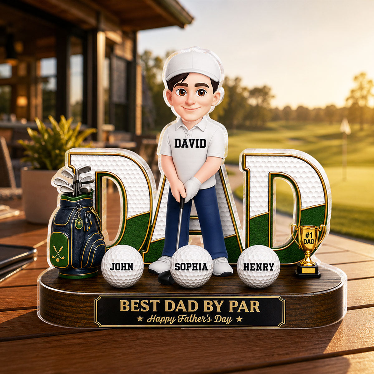 Golf Dad Legend Best Dad By Par - Personalized Acrylic Block Plaque - Father's Day Gift For Dad, Husband, Golfers