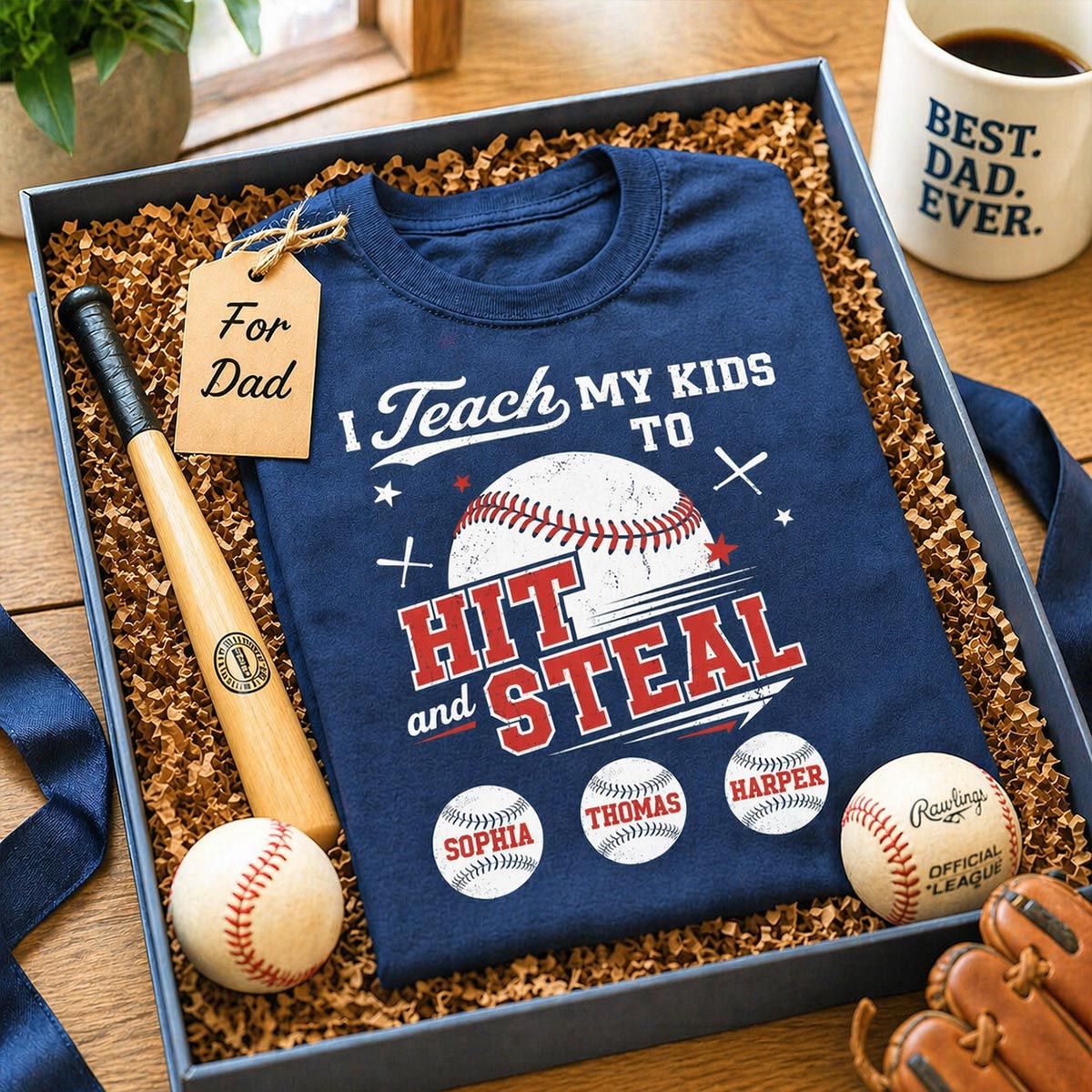 Best Dads Teach Kids To Hit & Steal - Personalized Shirt - Father's Day Gift For Baseball Dad, Husband
