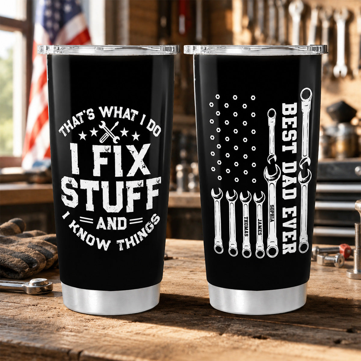 That's What I Do Mechanic Dad - Personalized Tumbler - Father's Day Gift For Dad, Grandpa