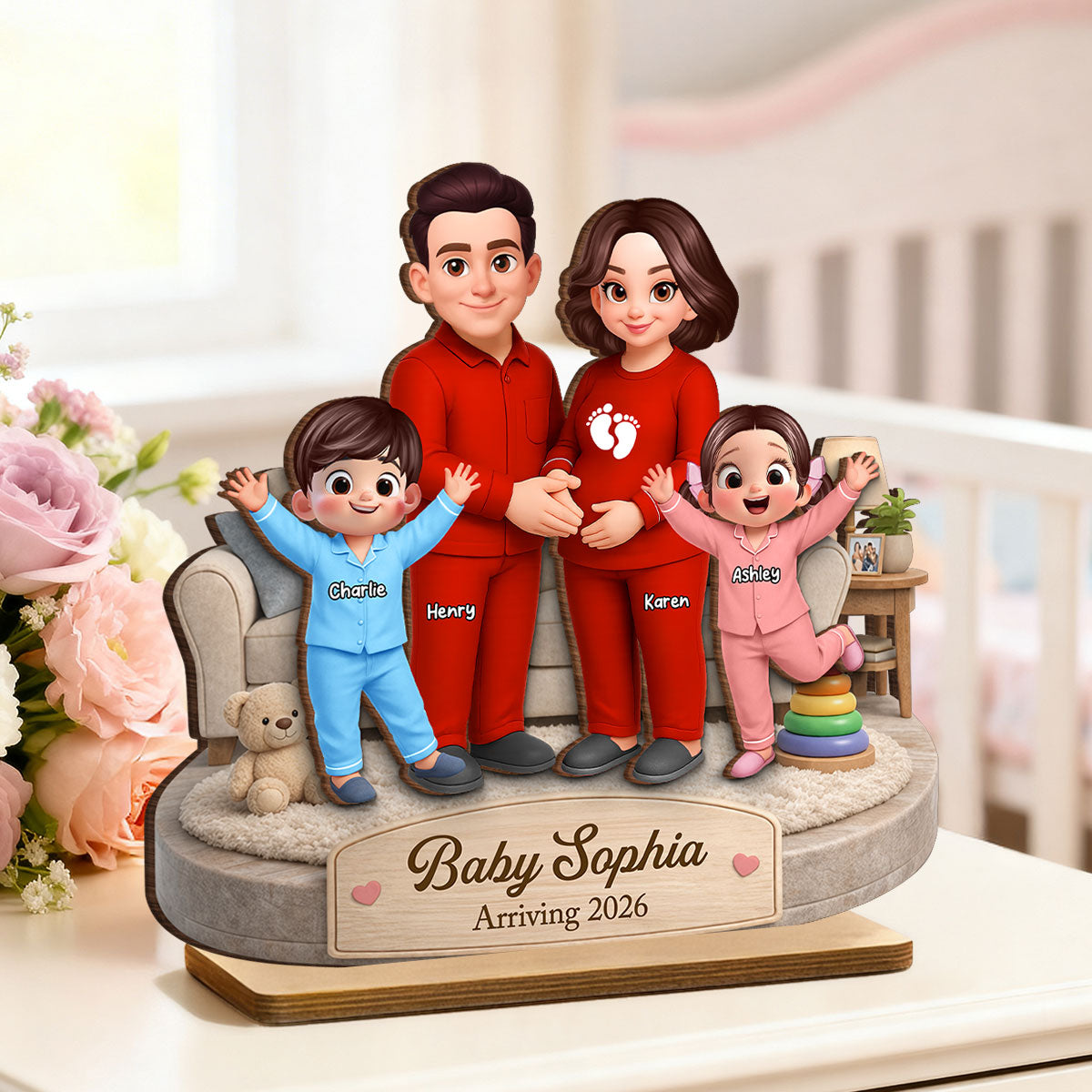 Baby Arriving 2026 - Personalized 2-Layered Wooden Plaque - Mother's Day Gift for Pregnant Wife