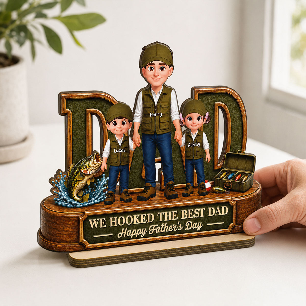 We Hooked The Best Dad Fishing Dad - Personalized 2-Layered Wooden Plaque -  Gift For Fishing Dad, Fishing Lovers