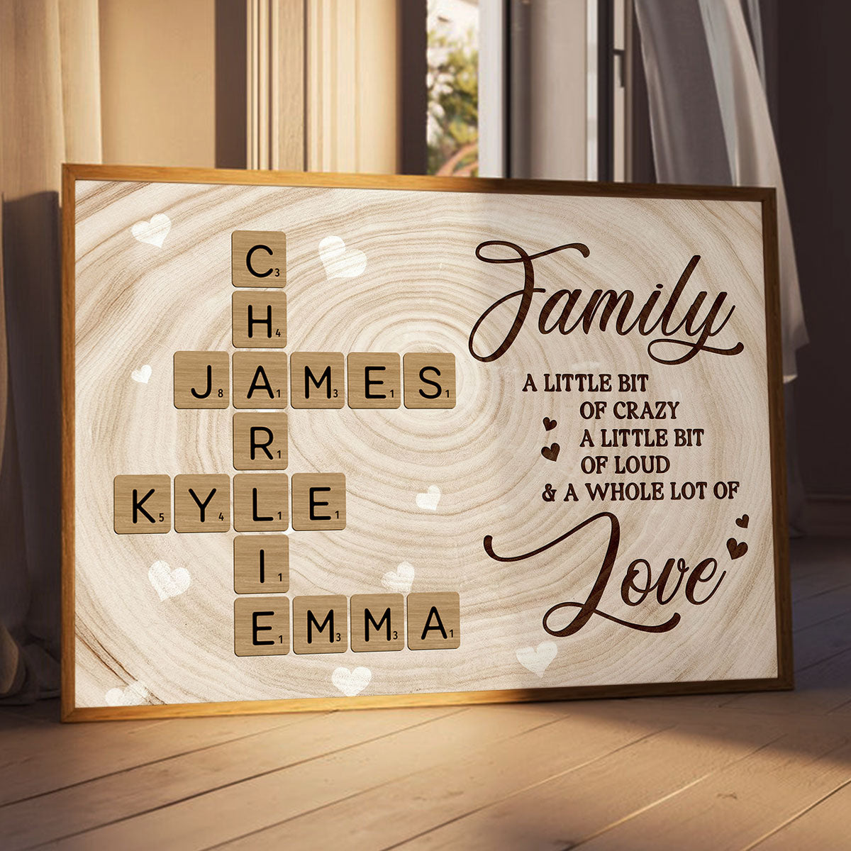 Family Crossword Wall Art A Whole Lot Of Love - Personalized Poster - Sentimental Gift for Loved Ones