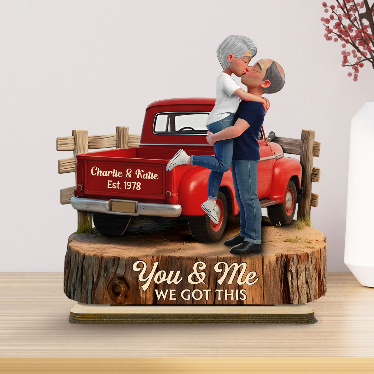 Romantic Couple Pickup Truck You & Me We Got This - Personalized 2-Layered Wooden Plaque - Gift For Couple, Farmhouse Decor