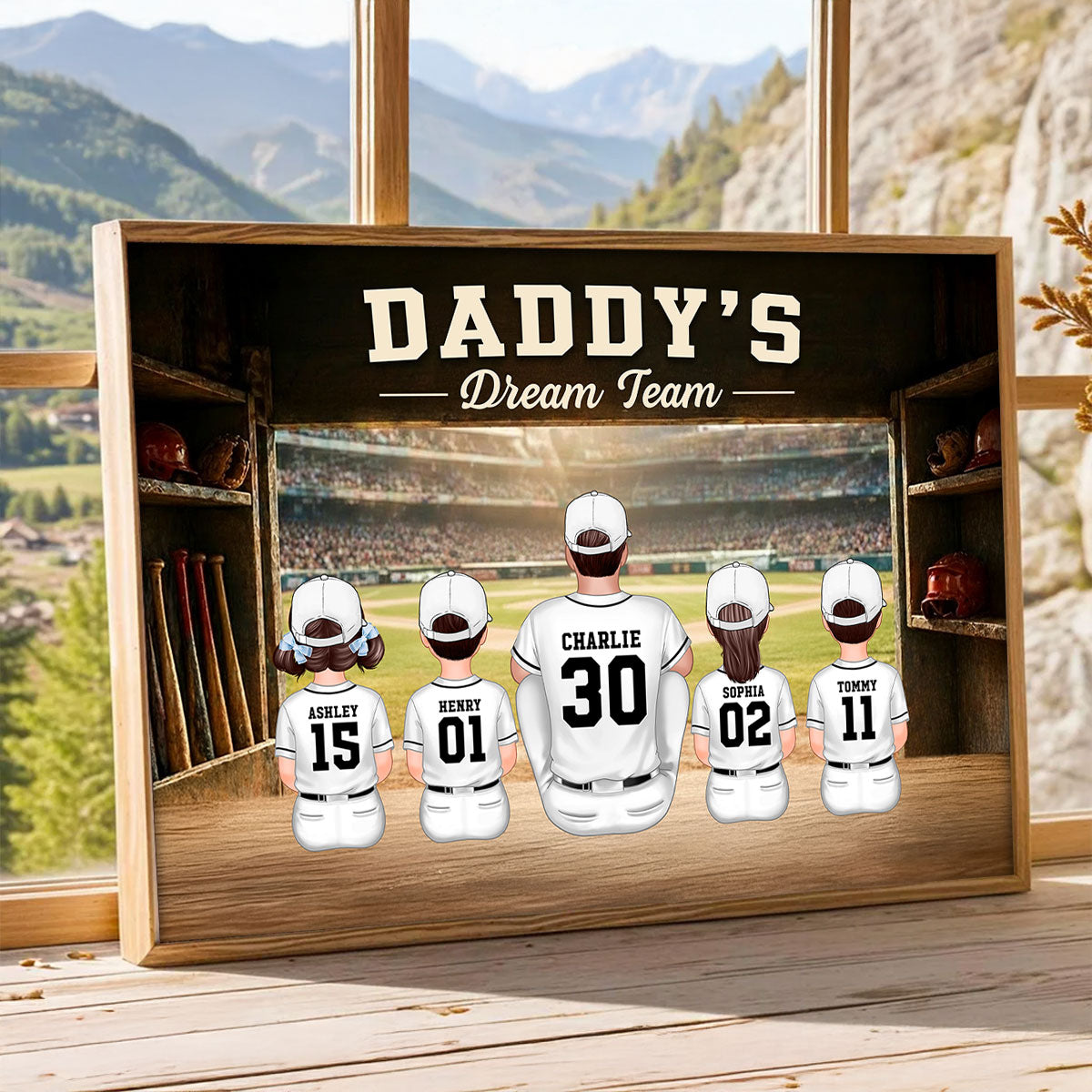 Baseball Dugout Daddy's Dream Team - Personalized Poster - Father's Day Gift For Baseball Dad, Husband