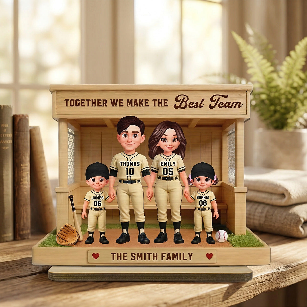 Baseball Family Dream Team Baseball Dugout - Personalized 2-Layered Wooden Plaque - Unique Gift For Baseball Mom, Dad