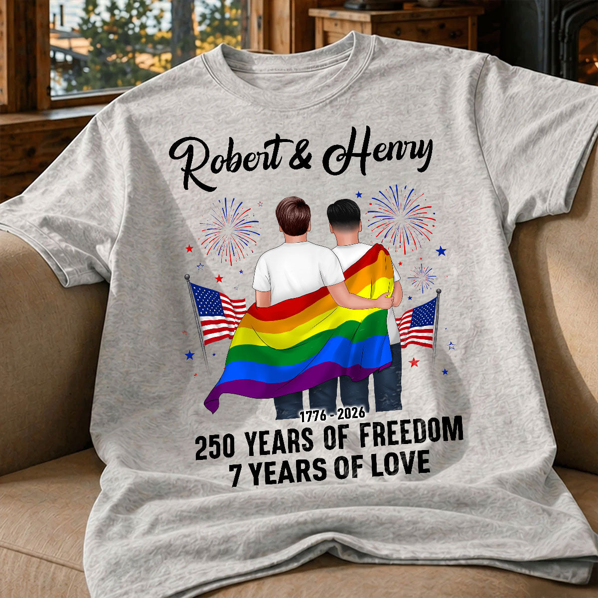 250 Years of Freedom LGBT Couple - Personalized Shirt - America 250th Anniversary