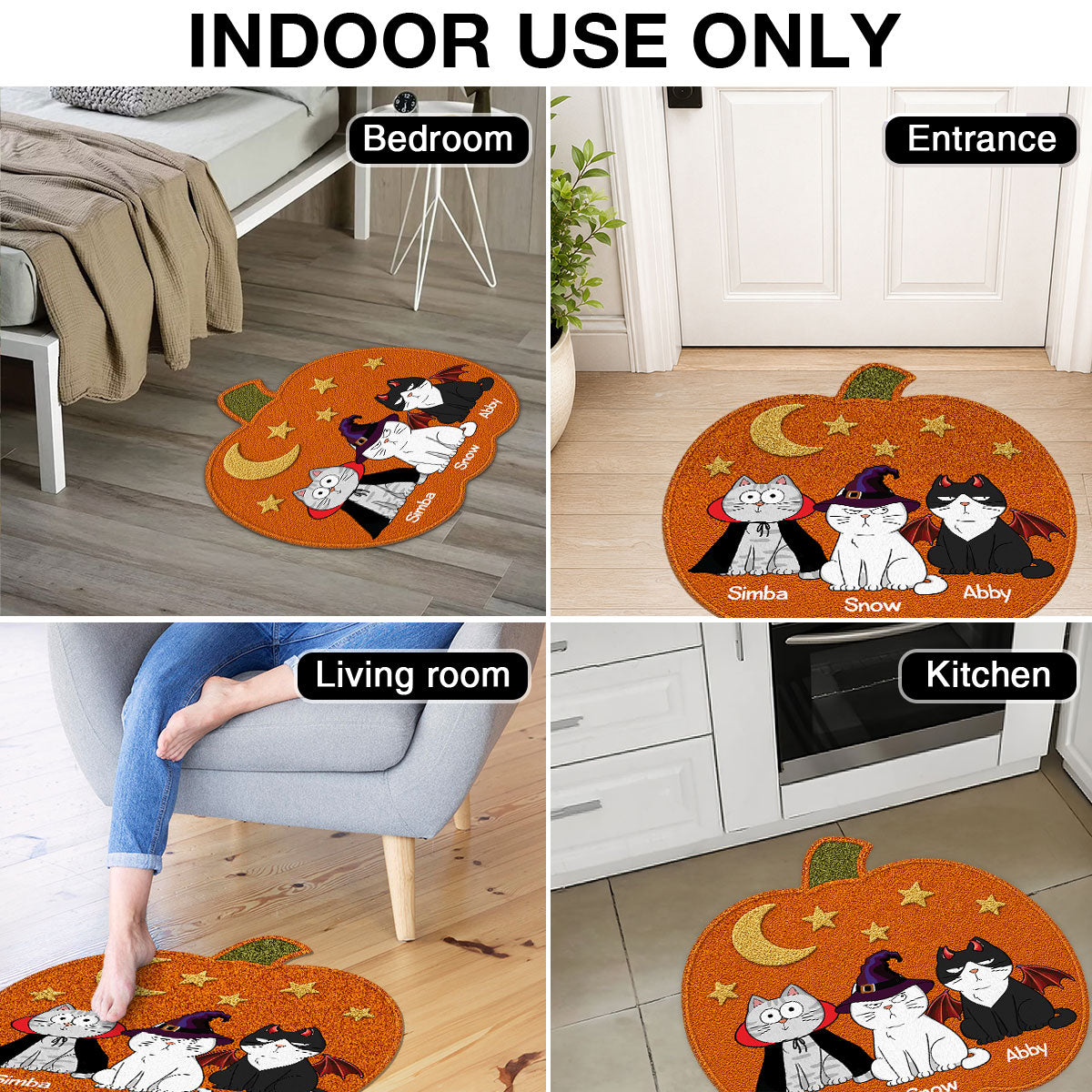 Halloween Pumpkin Cats Welcome - Personalized Doormat - Halloween Gift For Cat Lovers, Halloween Decoration