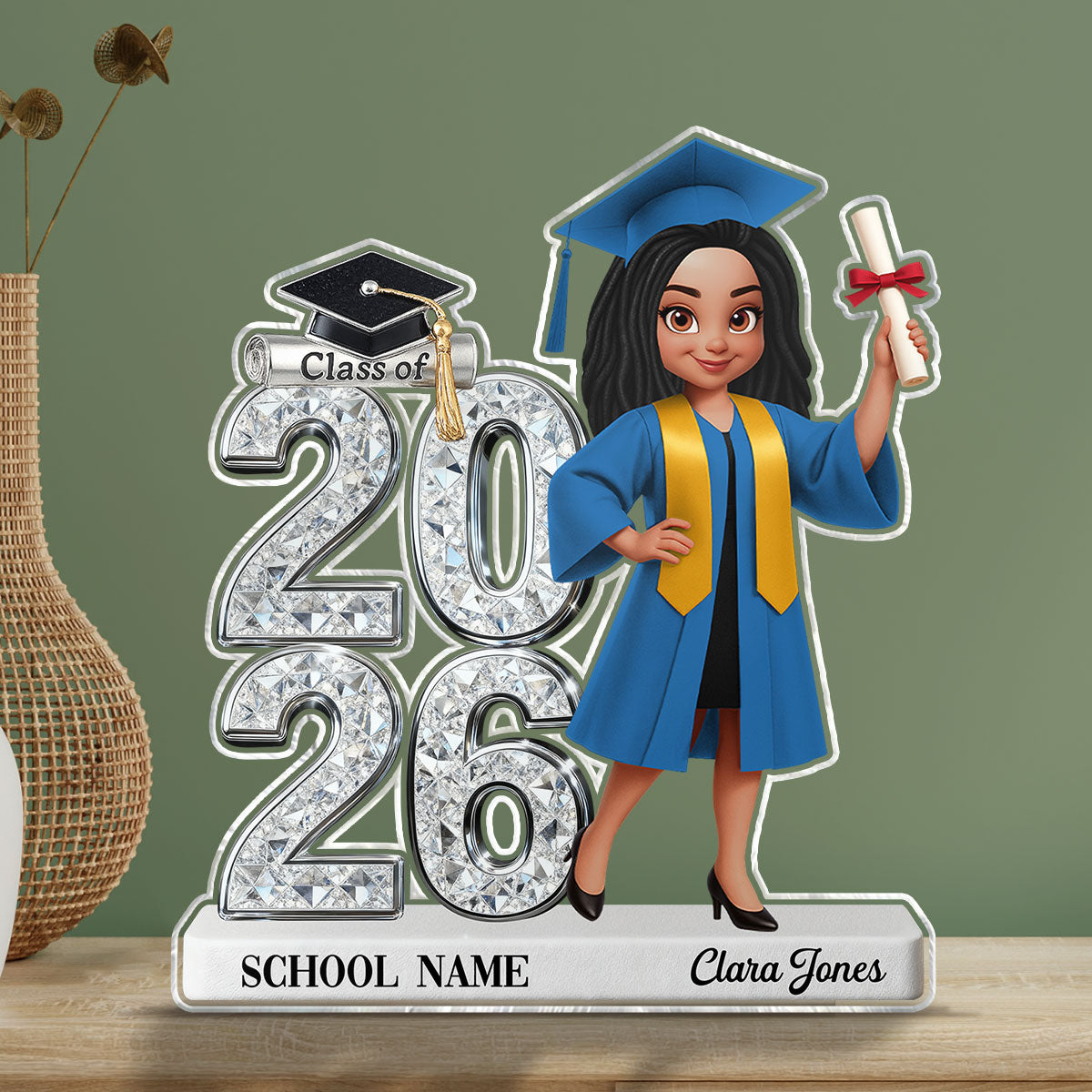 Shiny Effect Class Of 2026 2027 Senior 2D Flat - Personalized Acrylic Block Plaque - Graduation Gift For Graduates, Daughter, Son
