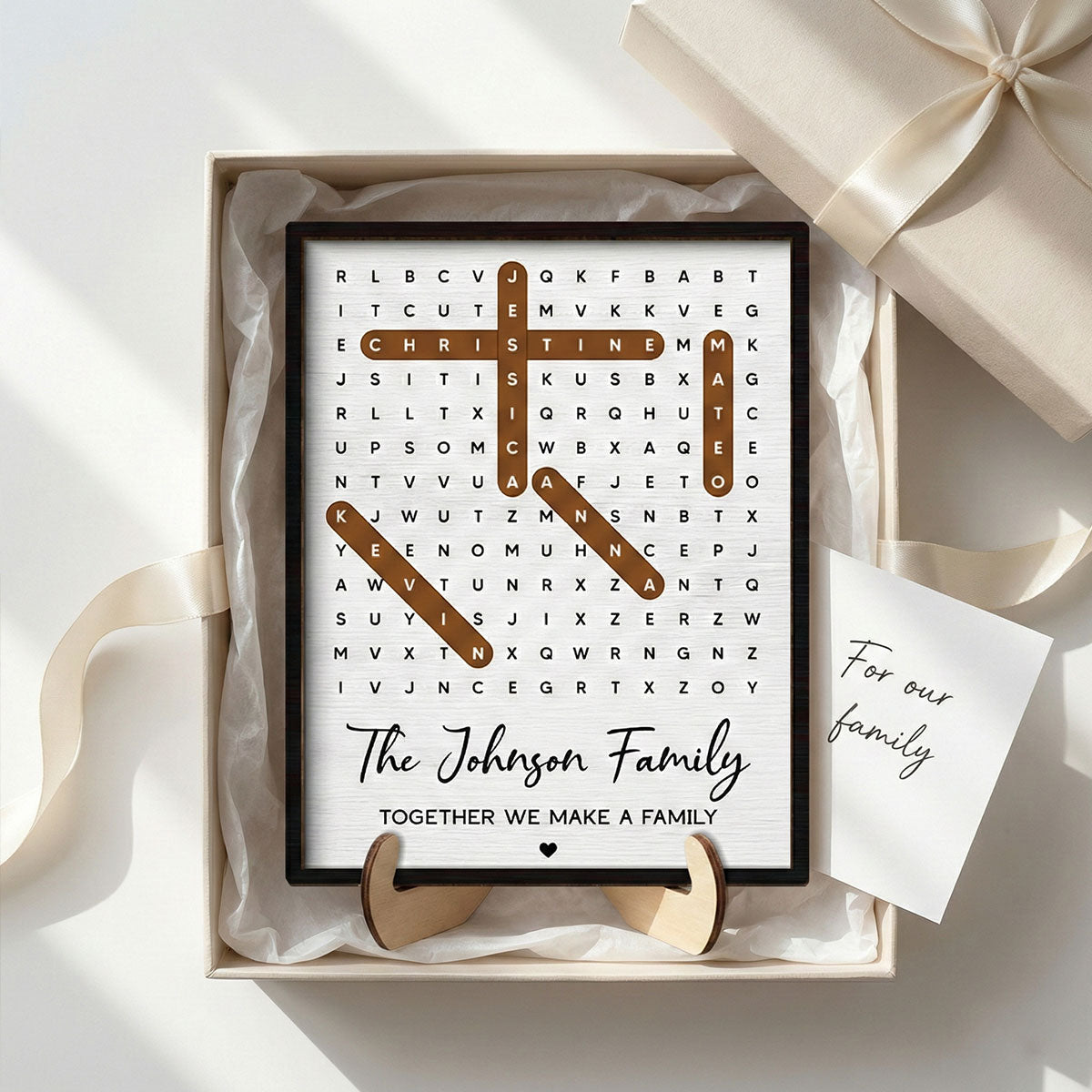 Family Name Word Search Puzzle Created In A Moment, Treasured Forever - Personalized 2-Layered Wooden Plaque