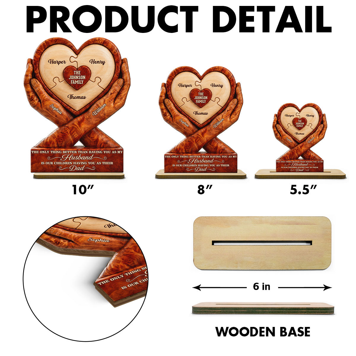 Our Children Having You As Their Dad 2D Flat Printed - Personalized 2-Layered Wooden Plaque -  Gift For Husband