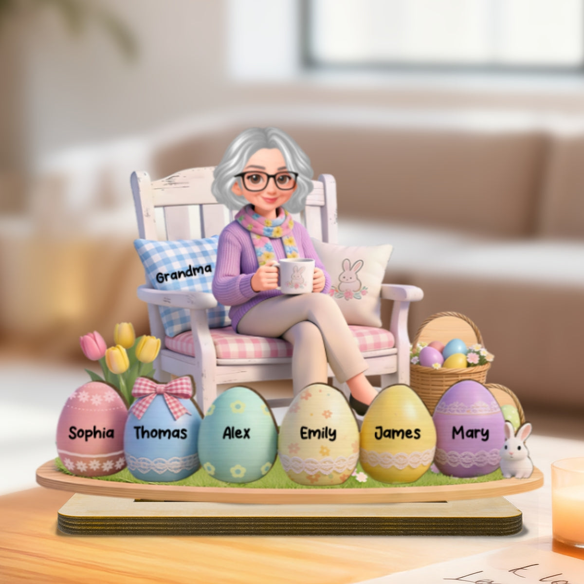 Grandma Little Easter Eggs - Personalized 2-Layered Wooden Plaque - Gift For Grandma