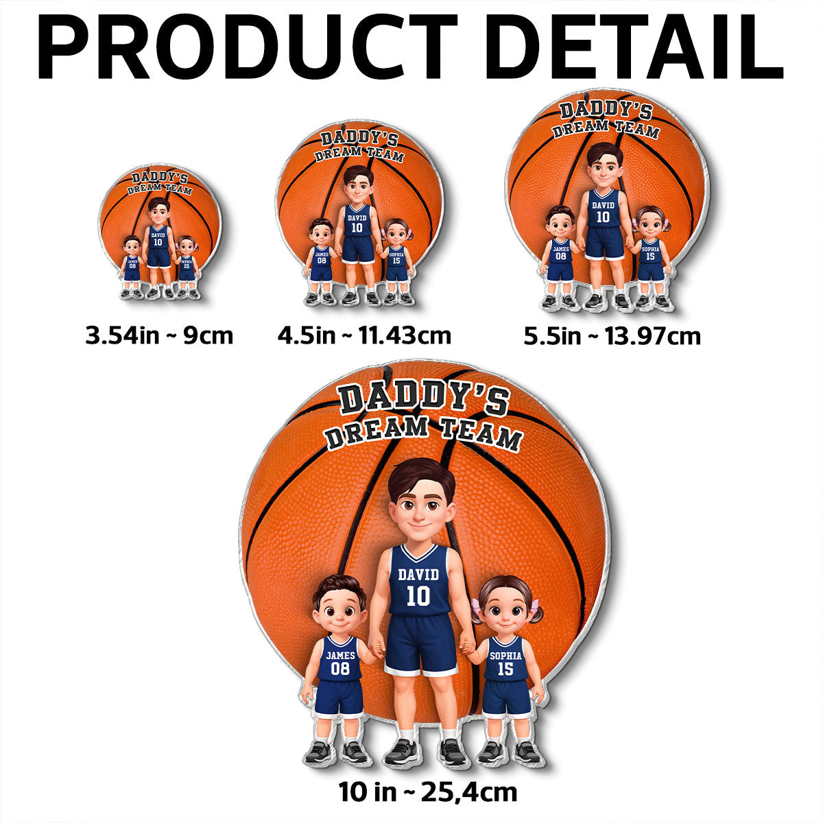 Basketball Dad And Kids Daddy's Dream Team - Personalized Acrylic Fridge Magnet - Father's Day Gift For Dad, Husband