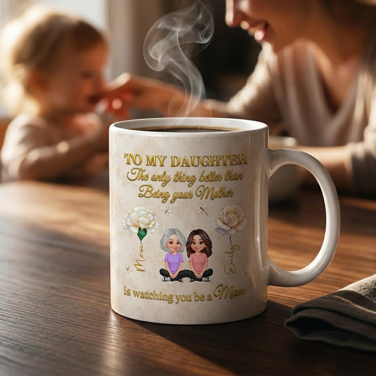To My Daughter Custom Birth Month Flower - Personalized Mug - Heartfelt Mother's Day Gift For Daughter