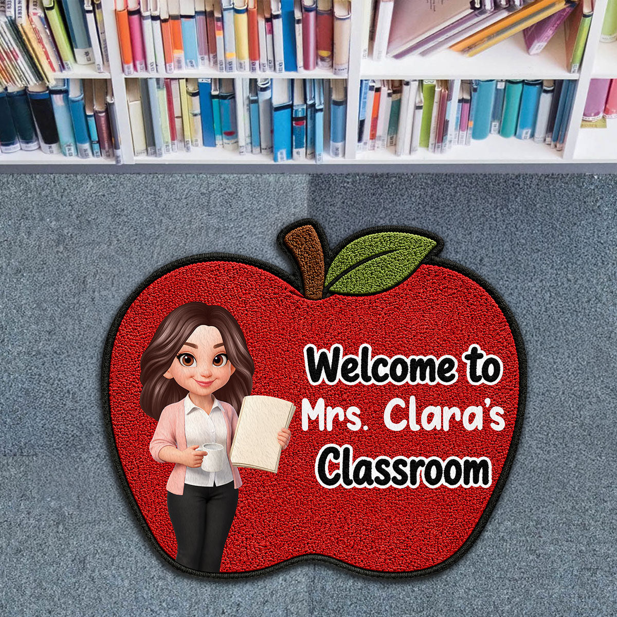 Happy Teacher Apple Welcome To Classroom - Personalized Doormat - Back To School Gift For Teacher, Classroom Decor