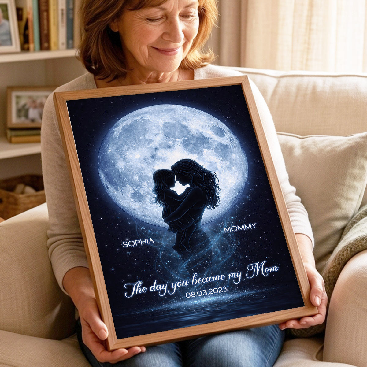 The Day You Became My Mom Moon Phase - Personalized Poster - Heartfelt Gift For Mom