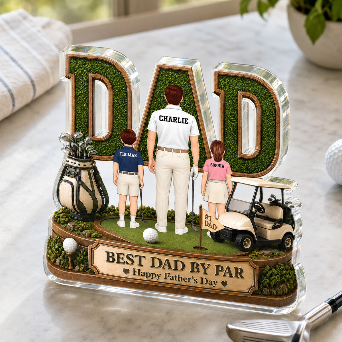 Above Par In Every Way Golfer Dad - Personalized Acrylic Block Plaque -  Gift For Dad, Husband