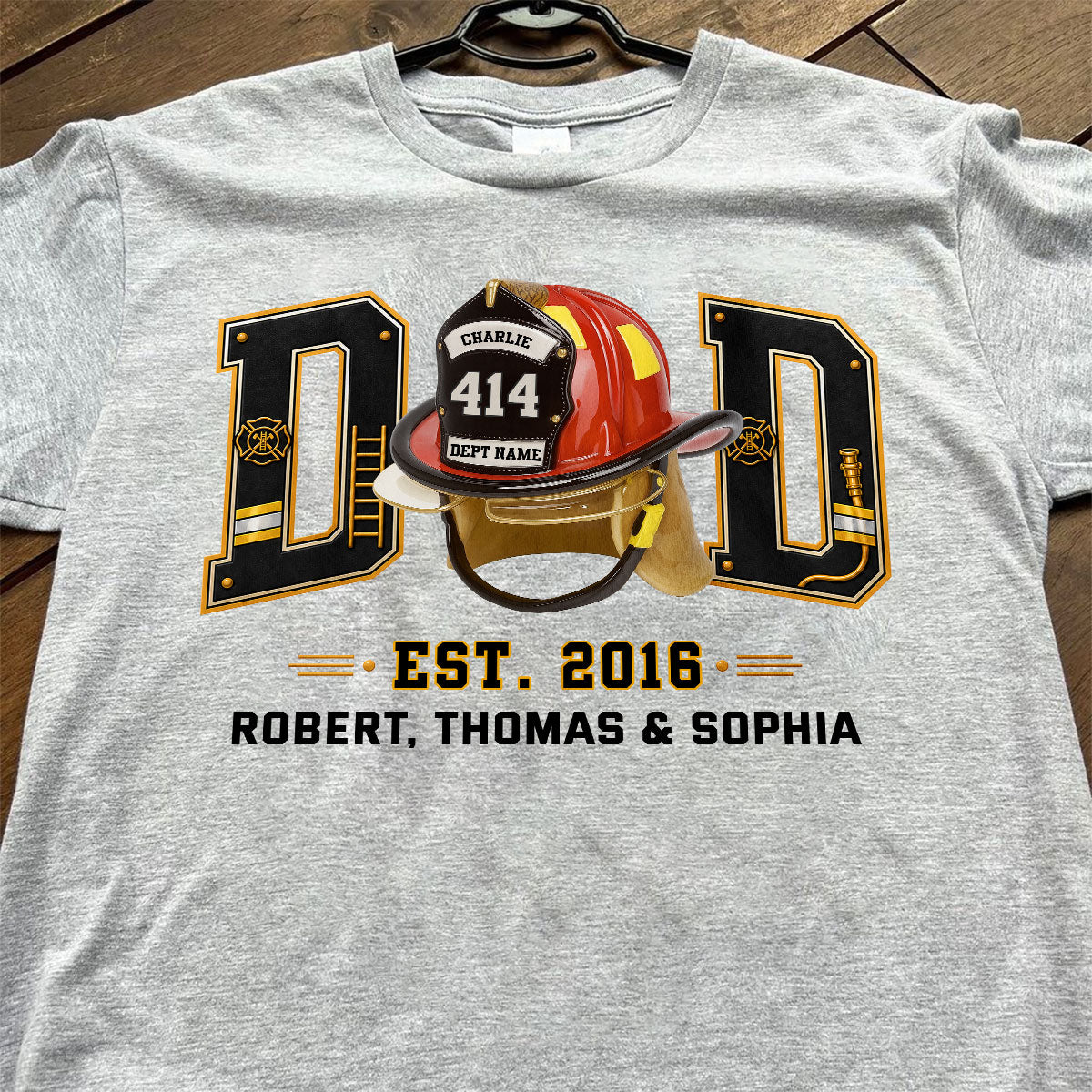 Proud Firefighter Dad Firefighter Helmet - Personalized Shirt - Father's Day Gift For Dad, Husband