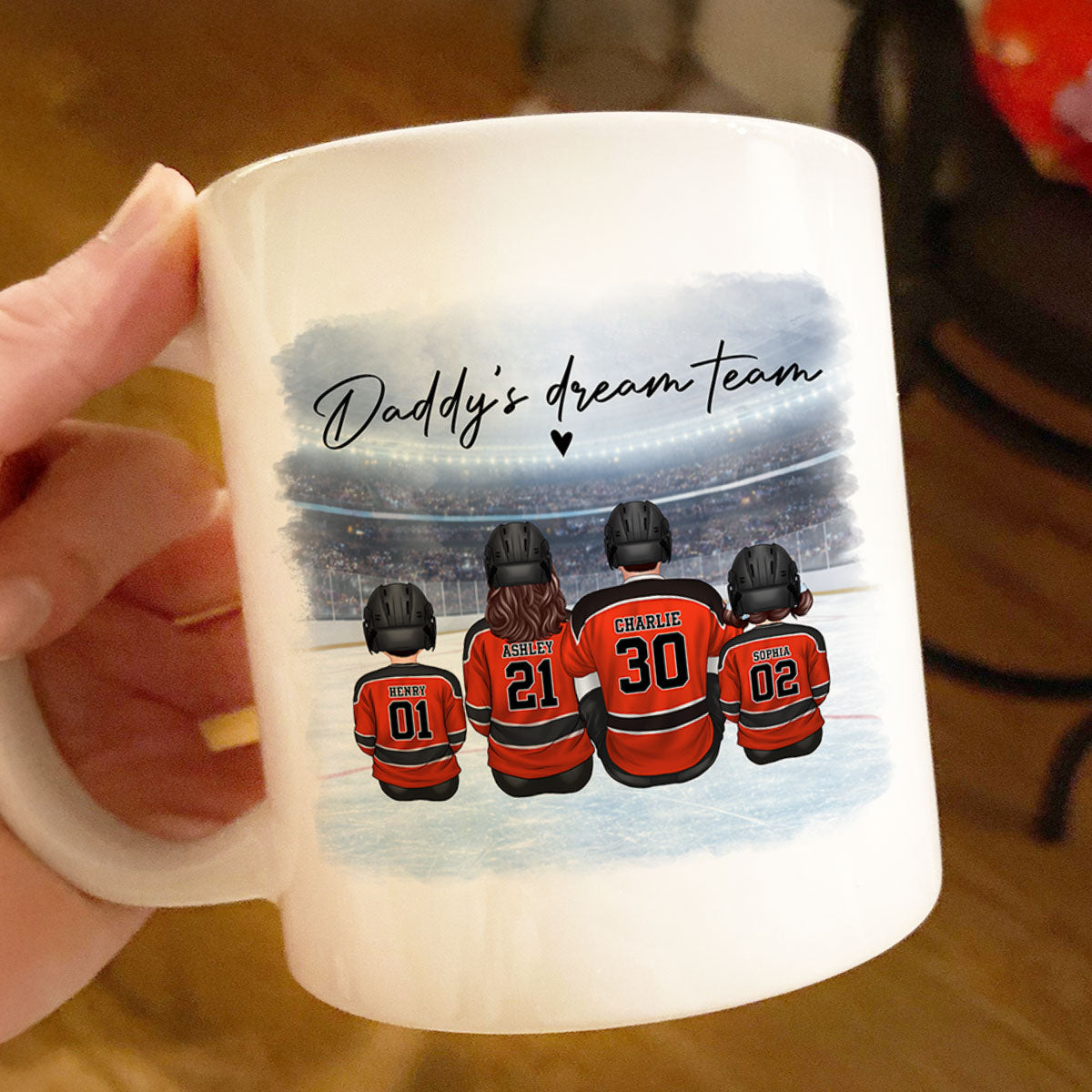 Daddy's Dream Team Hockey Family - Personalized Mug - Gift For Hockey Family