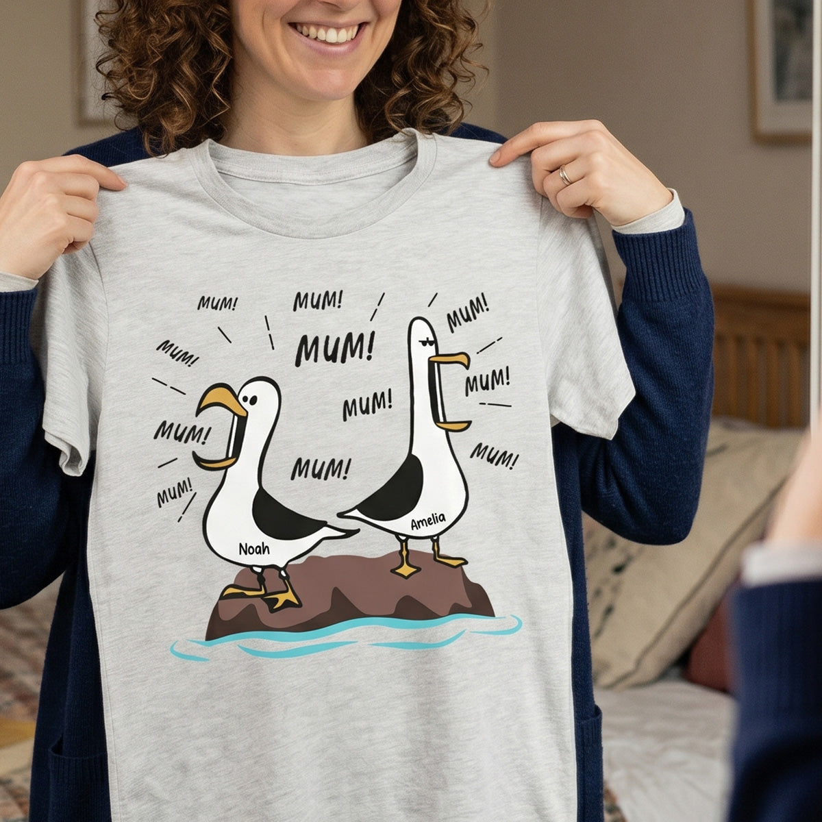 Seagull Mum Mum Mum Custom Name - Personalised Shirt - Funny Mother's Day Gift For Mum