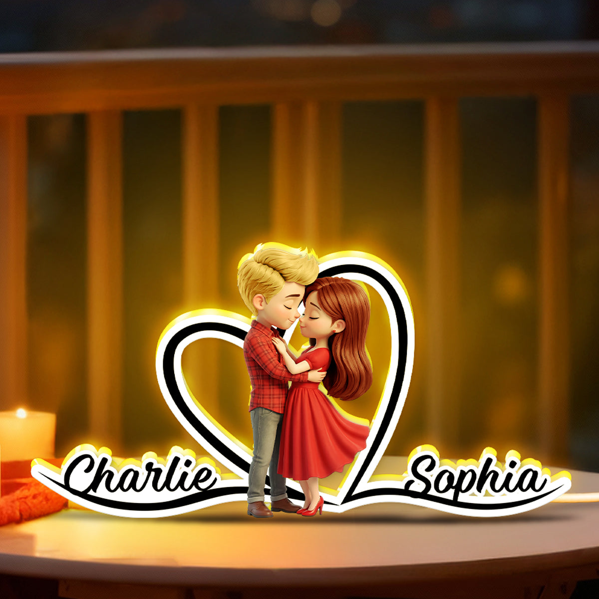 Romantic Love Couple - Personalized Light Box - Sentimental Gift for him, for her